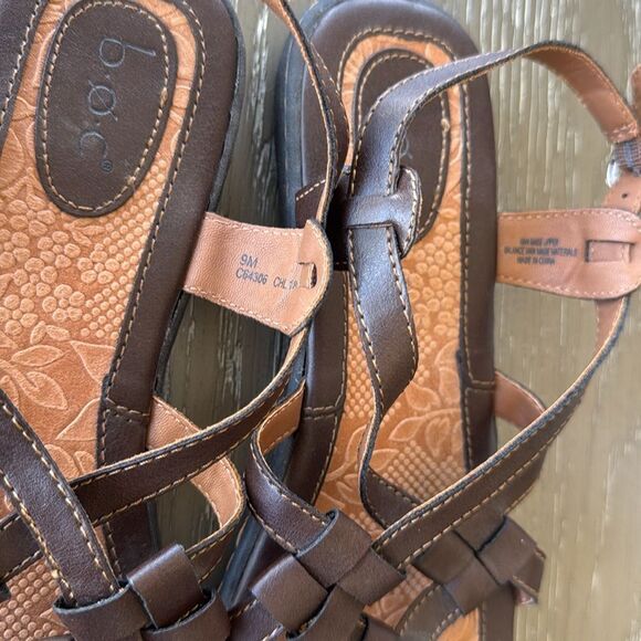 b.o.c. Dark Brown Strappy Sandals Slingback Flats Comfy Shoes Women’s Size 9M - Picture 5 of 12